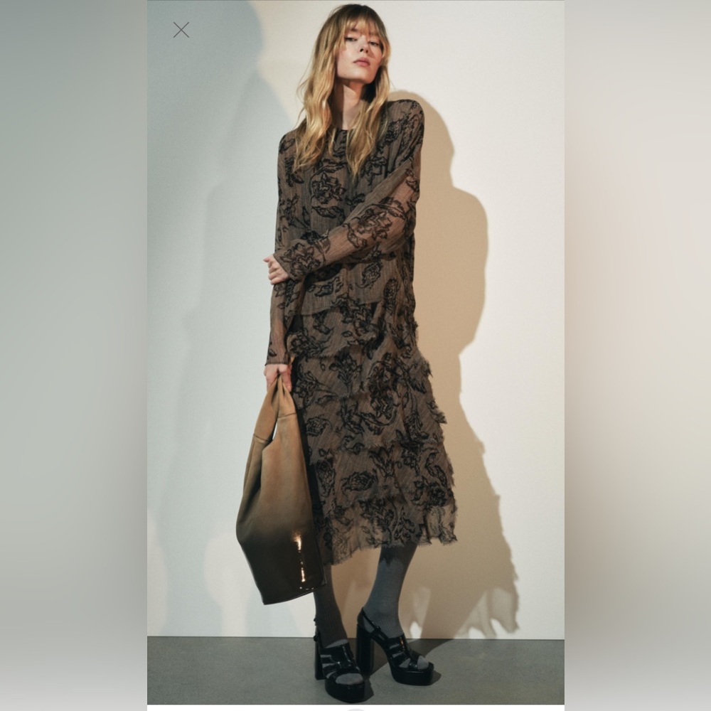 Zara Black and Brown Maxi Dress